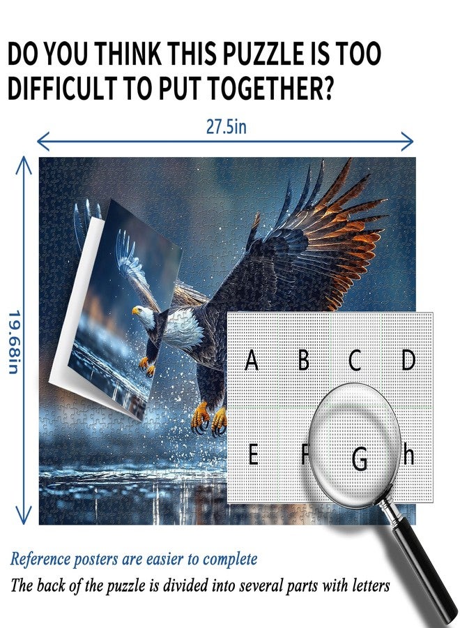PICKFORU Majestic Eagle Puzzles for Adults 1000 Pieces, PICKFORU Difficult Bird Puzzle Lake, Challenging Impossible Nature Animal Theme as Wall Art - Image 3